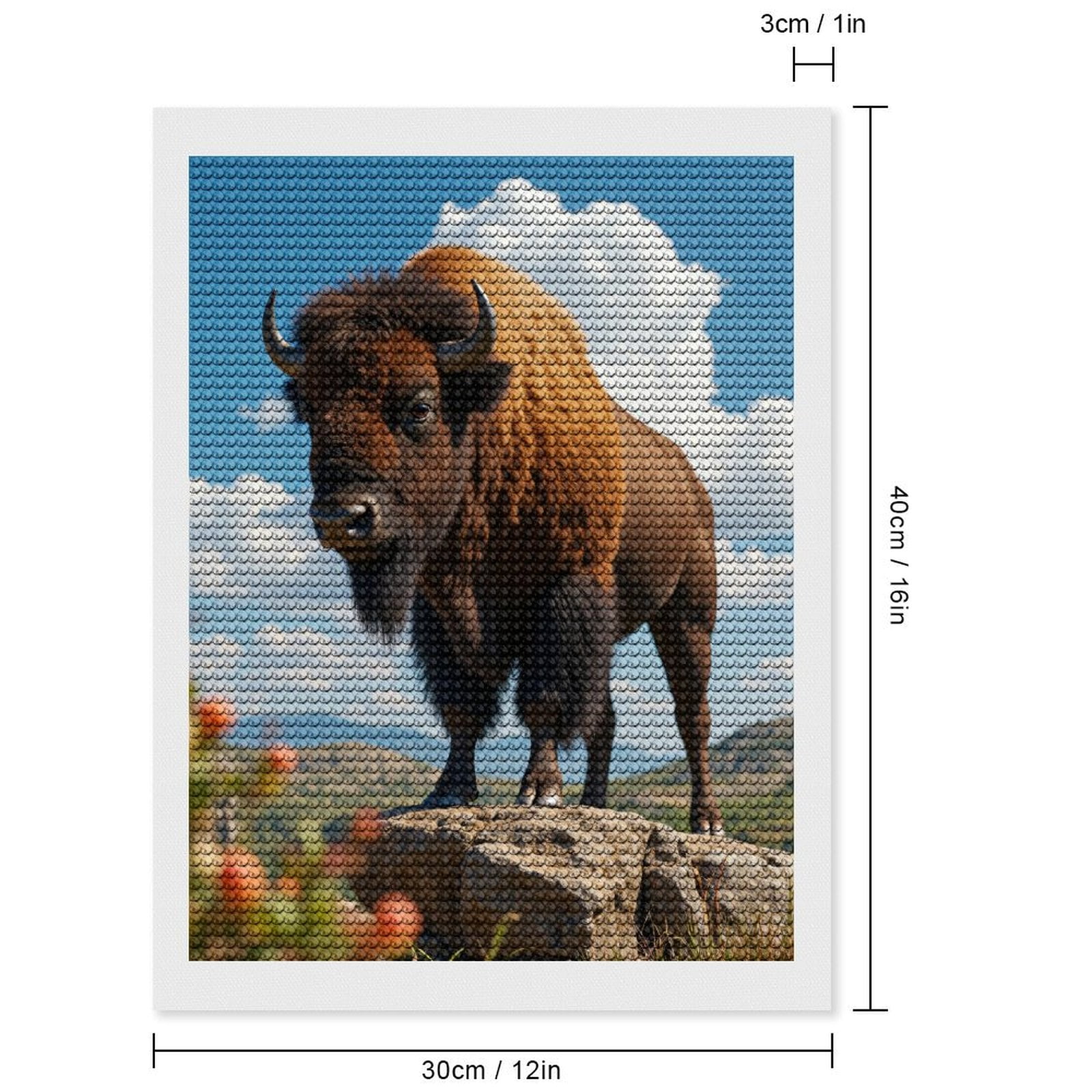 Diamond Art Kits for Adults - Mighty Bison On Rocky Vista 5d Diamond Painting for Adults, Diamond Art for Adults Beginners, Frameless Diamond Painting Kits for Adults for Home Wall Decor