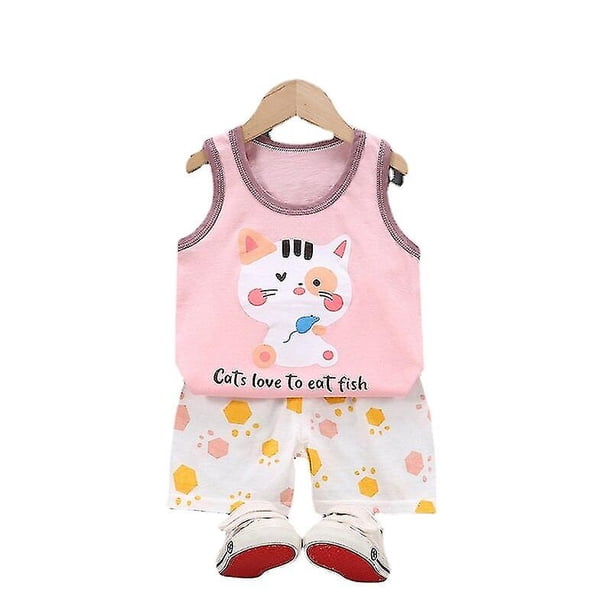4T 75MaroonSummer Cute Cartoon 2pcs Niños Bebé Niños Niñas Chaleco de dibujos animados Top Shorts Pantalones Conjunto Ropa Niños Pijamas Niñas Ropa Conjuntos esquí esquí Gafas de esquí