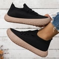 thumbnail image 5 of Women Breathable Knit Slip On Sneakers, Lace Up Walking Shoes, Lightweight Thick Platform Non Slip Comfort Casual Running Trainers Black 8.5(41), 5 of 8