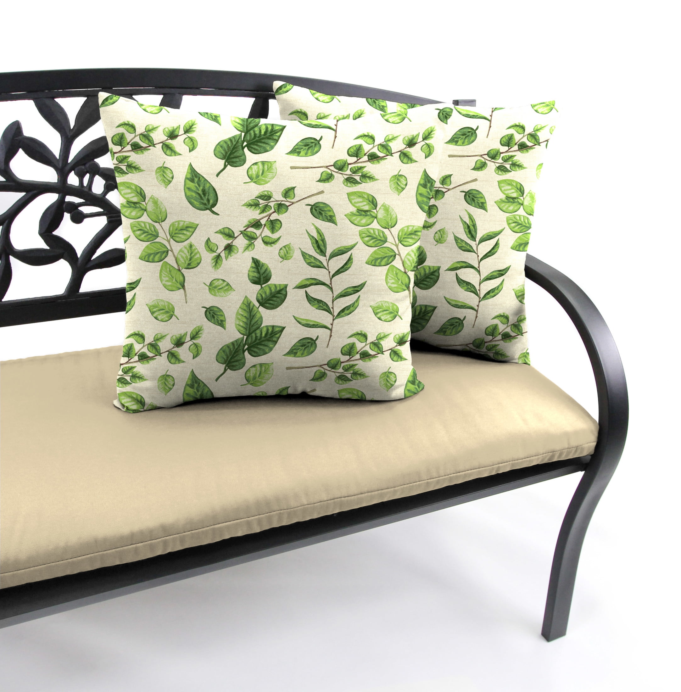 Jordan Manufacturing 22" x 22" Natik Aloe Green Leaves Square Outdoor Throw Pillow (2 Pack)