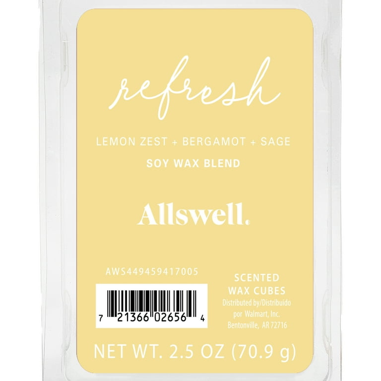 Allswell Wax Melts Refresh 6-Cube Lemon Zest Bergamot Sage Scent