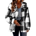 thumbnail image 2 of Xdegoge Women's Flannel Plaid Shirts Button Down Fuzzy Fleece Shacket Jacket Fall Winter Thick Warm Outerwear with Chest Pockets, 2 of 9
