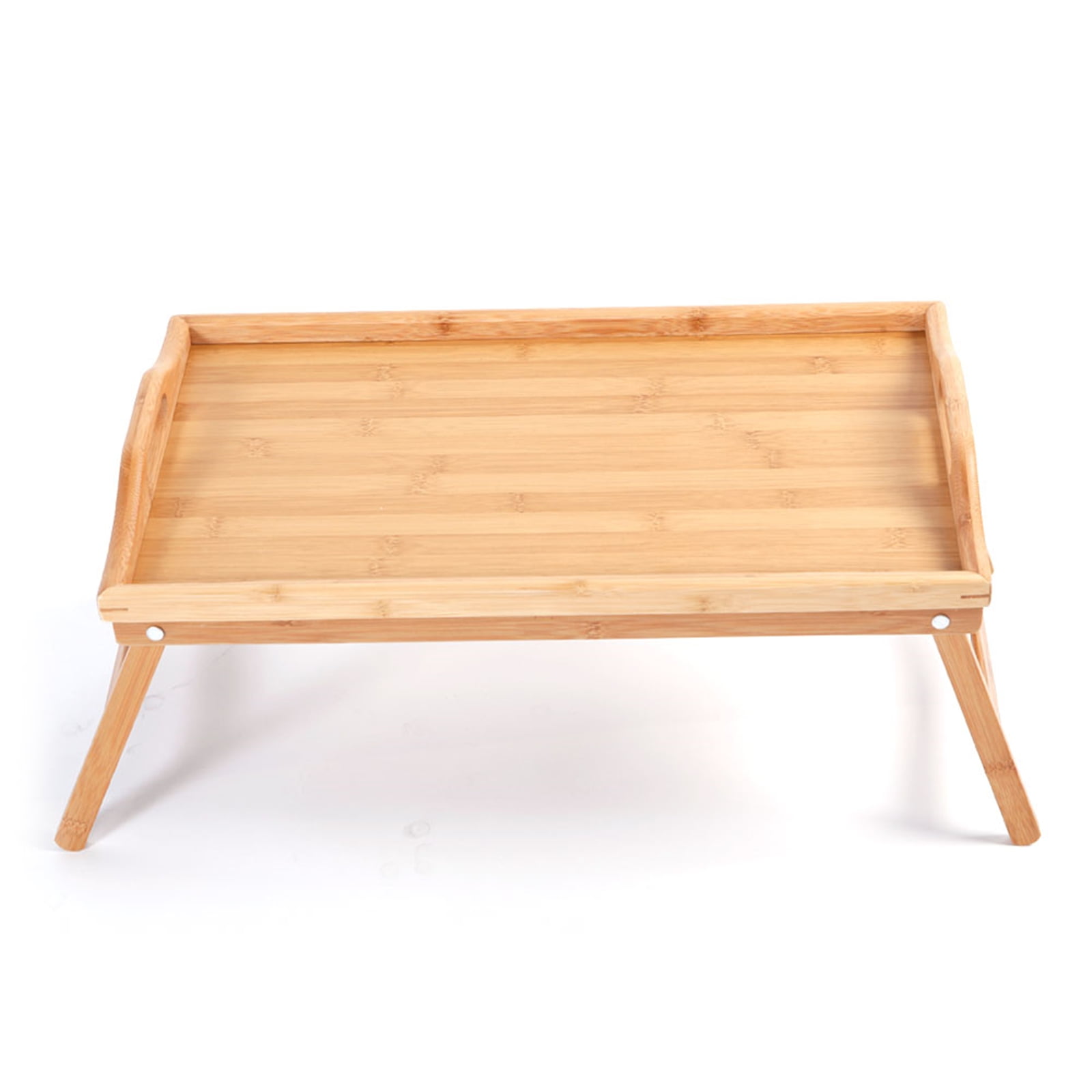 Bamboo Serving Tray Foldable Laptop Desk, Bed Table Wood Color