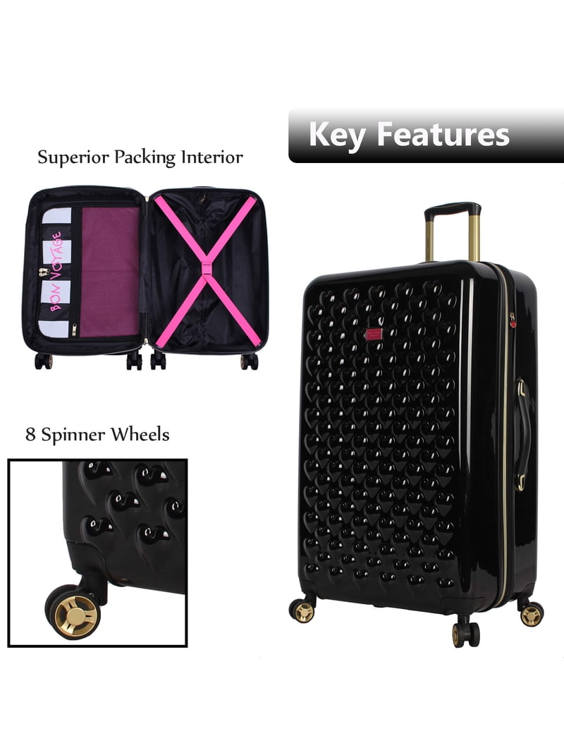 Betsey Johnson Designer 30 inch Checked Luggage - Durable