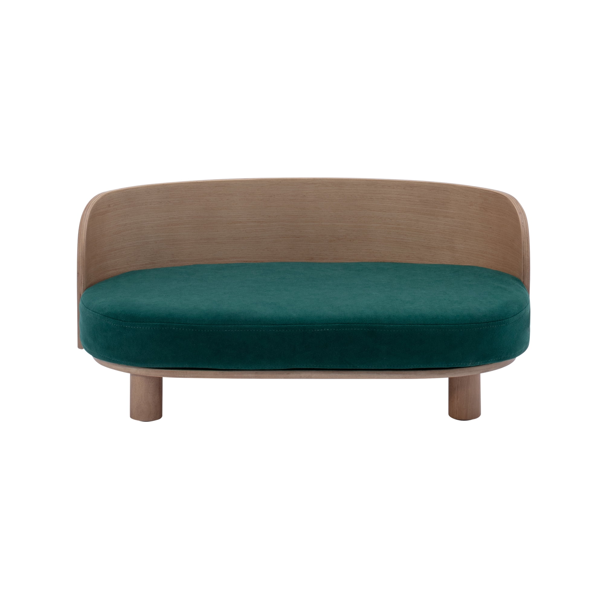 Pefilos 26" Modern Pet Sofa Dog Bed With Solid Wood legs and Bent Wood Back, Velvet Cushion, Walnut, Green Pefilos 26" Modern Pet Sofa Dog Bed With Solid Wood legs and Bent Wood Back, Velvet Cushion, Walnut, Green