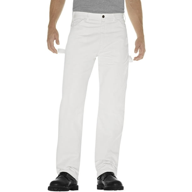 Dickies Mens Relaxed Fit Painters Utility Pants, 29W x 32L, White 