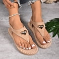 thumbnail image 2 of Womens Toe Ring Flat Sandals Comfortable Flip Flops T Strap Footbed Sandals Ankle Strap Summer Beach Shoes, 2 of 8