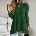 thumbnail image 6 of YYDGH Womens Long Sleeve Tunic Babydoll Tops Peplum Ruffle Hem Blouse Loose Casual Shirt Flowy Swing Shift Green L, 6 of 8