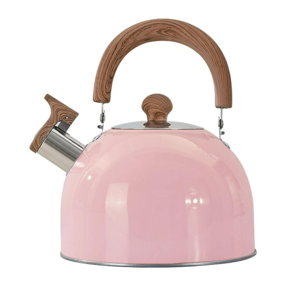 Tetera de acero inoxidable con asa de madera, apertura amplia, multiusos Rosa