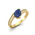 thumbnail image 2 of 7x5mm Pear Blue Sapphire 925 Sterling Silver Gold Vermeil Solitaire Women Bypass Valentines Day Gifts Ring, 2 of 3