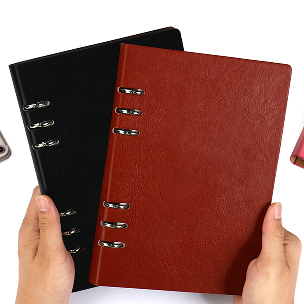Leaf Journal Ring Binder Leather Notepad Notebook File Folder Daily Planner