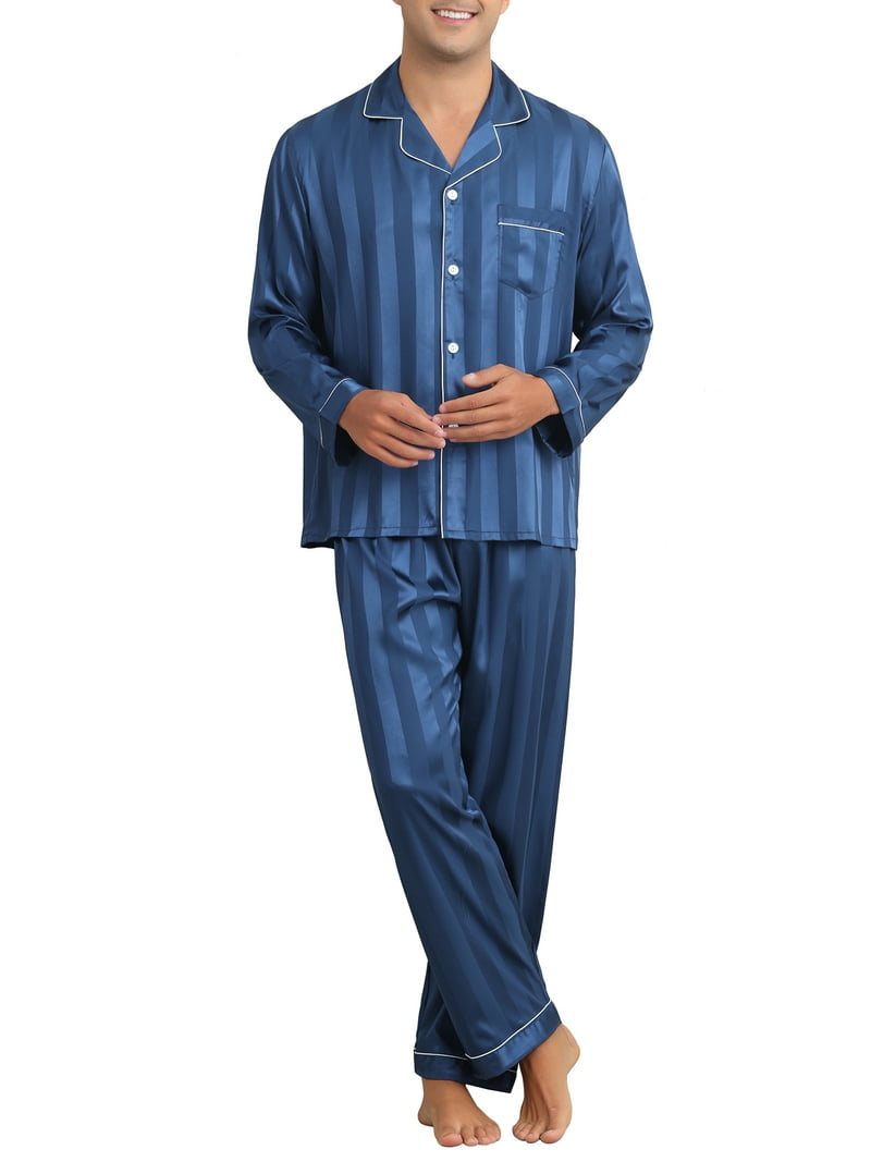 Chic Satin Navy Blue Satin Pyjamas Navy Peter Alexander Satin Pjs Peter  Alexander Baby Silk Pyjamas