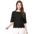 thumbnail image 2 of Blusa Bordado Cuello Redondo Codo De Para Mujer Mangas Negro L, 2 of 6