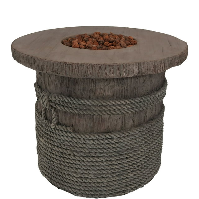 Sunnydaze Ensemble de Table de Foyer au Gaz Propane pour Patio avec Roches de Lave, Conception Corde et Baril - Diamètre 29 Pouces