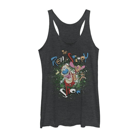 Women's The Ren & Stimpy Show Vintage Show  Racerback Tank Top Black Heather Small