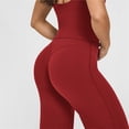 thumbnail image 3 of Leggings de entrenamiento for mujer, pantalones de Yoga sin costuras, de pierna ancha, acampanados, de cintura alta, suaves, sin costura frontal, gimnasio, Control de barriga, 3 of 5