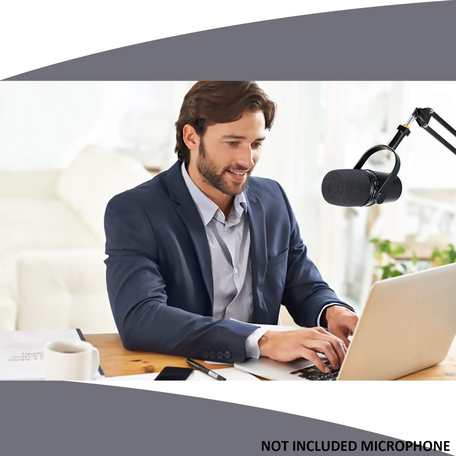 MV7 Boom Arm with Pop Filter - Mic Stand with Foam Cover Windscreen Compatible with Shure MV7 Microphone by YOUSHARES