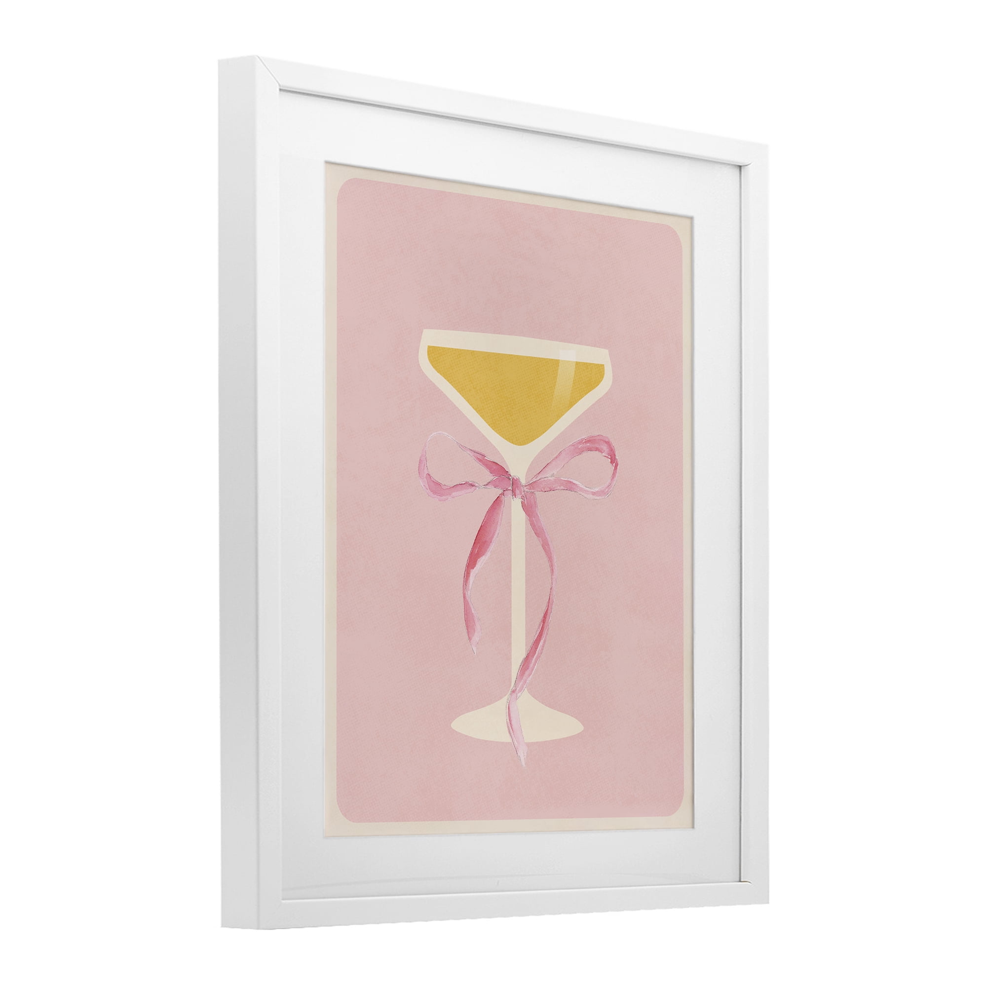Stupell Industries Champagne Party Glass White Framed Print Under Glass, design by Lucille Price