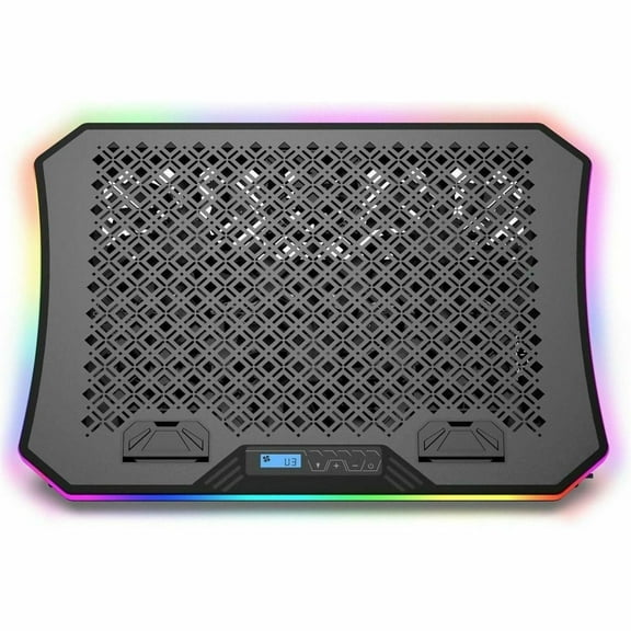 Aluratek ACPRGB01F - Ergonomic USB Cooling Pad with RGB Lights for Laptops Up to 19" Wide, 7 Adjustable Angles, w/Phone Cradle