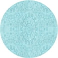 thumbnail image 1 of Ahgly Company Machine Washable Indoor Round Transitional Blue Diamond Blue Area Rugs, 7' Round, 1 of 7