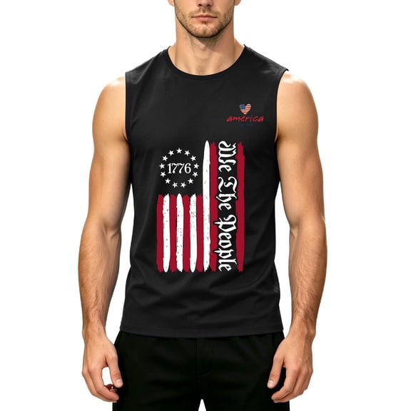 Fabrcox S-5XL 250th Anniversary USA Men Tank Tops 1776-2026 Flag Print 4th of July Men's Sleeveless Shirt Independence Day Freedom Patriotic Mens Graphic T Shirt