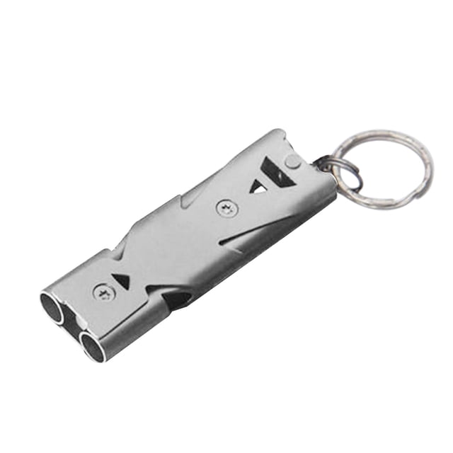 Leutsin Sifflet en Acier Inoxydable Double Tube Sifflet de Survie d'Urgence Extérieur