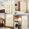 thumbnail image 5 of No Hook Shower Curtain, Yellow Spring Floral Shower Curtains for Bathroom with See Through Top Window, Green Botanical Wildflower Blossoms Waterproof & Washable Bath Curtain Stall 48"x72", 5 of 5