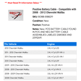 thumbnail image 2 of Positive Battery Cable - Compatible with 2008 - 2012 Chevy Malibu 2009 2010 2011, 2 of 2