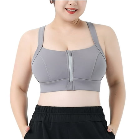 

Hinvhai Women s Color Matching Front Zipper Sports Underwear Shockproof High Strength Latex All-in-one Yoga Running Beautiful Vest On Clearance Gray 12(XXL)