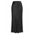 thumbnail image 4 of ClodeEU Women's High Waisted Satin A Line Skirt with Lace Trim, Elegant Solid Color Midi Skirt Black,Womens Plus M, 4 of 8