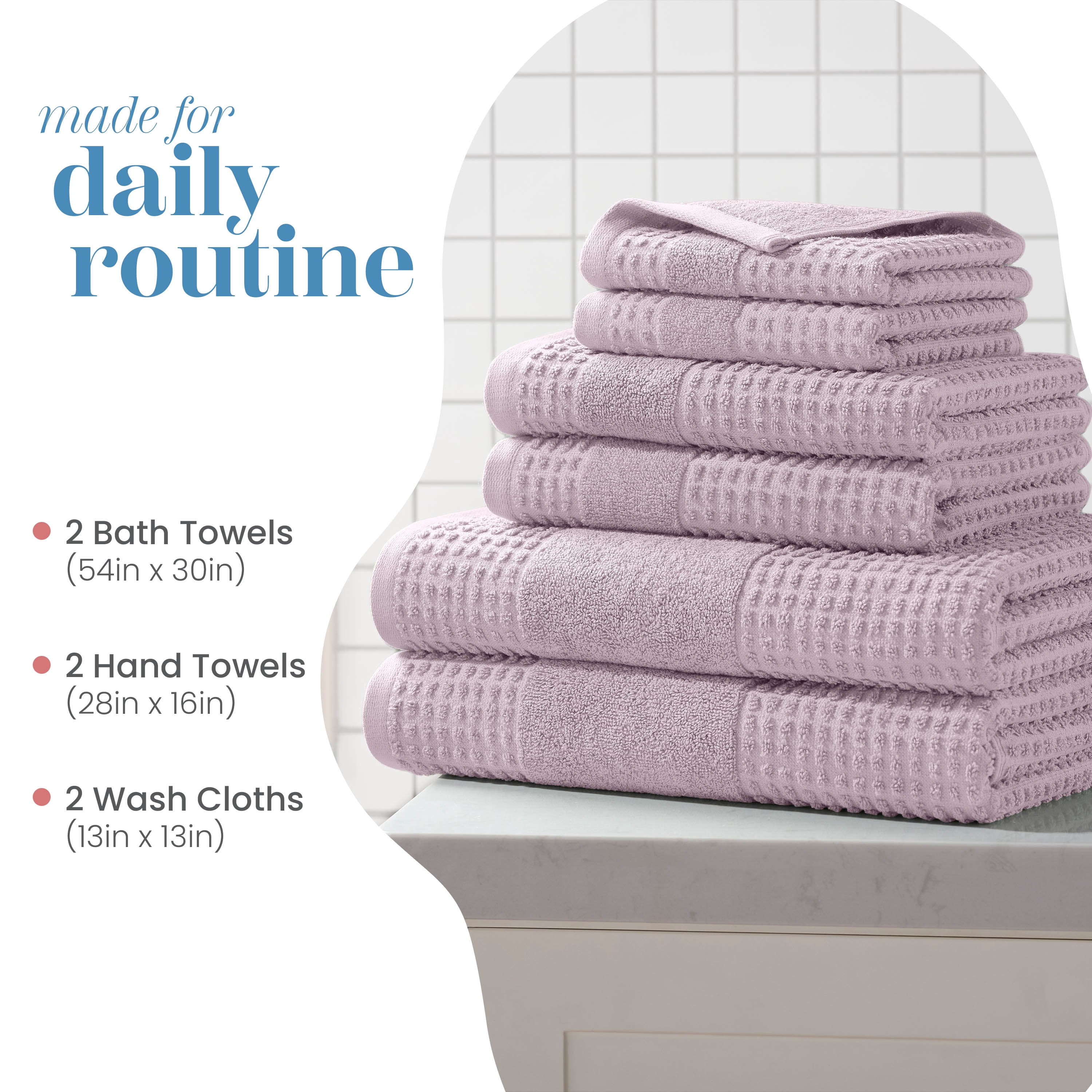 Martex Expression Air Sculpted 6-Piece Towel Set, Lilac