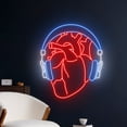 thumbnail image 2 of Handmadetneonsign Heart Headphone Neon Sign, Heart Headphone Led Sign, Wall Decor, Heart Headphone, 2 of 5
