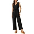 thumbnail image 2 of INSPIRE CHIC Wide Leg Jumpsuit for Women's V Neck Casual Sleeveless Romper S Black, 2 of 6
