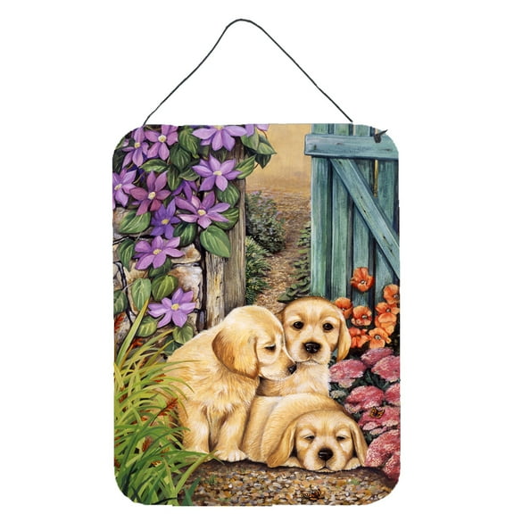 Yellow Labrador Puppies by Lesley Hallas Wall or Door Hanging Prints