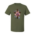 thumbnail image 2 of Wild Bobby, Cross with Flowers and Butterflies, Inspirational/Christian, Men Graphic Tees, Military Green, 4XL, 2 of 3