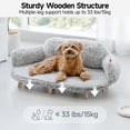 thumbnail image 3 of Cat Bed with Removable Washable Cover, Elevated Cat Couch for Cats & Small Medium Dogs, Wooden Pet Sofa Modern Pet Furniture (Grey, Large), 3 of 7