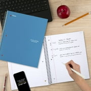 Five Star® Spiral Notebook Plus Study App, 5 Subject, Wide Ruled, 8 x 10 1/2, Sky Blue