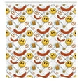 thumbnail image 3 of Ambesonne Emoji Shower Curtain, Grid Back German Funny Faces, 69"Wx84"L, White Mustard Dark Salmon, 3 of 3