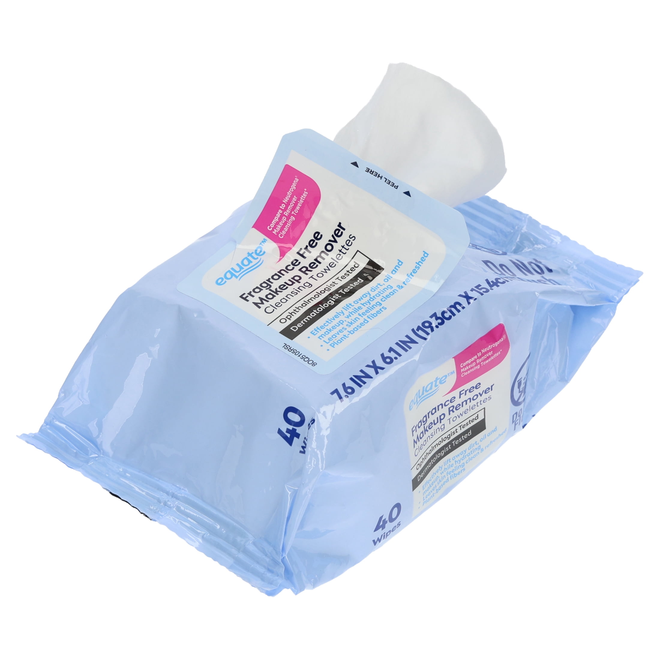 (6 pack) Equate Fragrance Free Makeup Remover Cleansing Towelette, 40 Count
