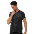 thumbnail image 6 of iiniim Mens Shiny Satin V Neck Short Sleeve T-Shirt Pajamas Sleepwear Shirts Tops, 6 of 7