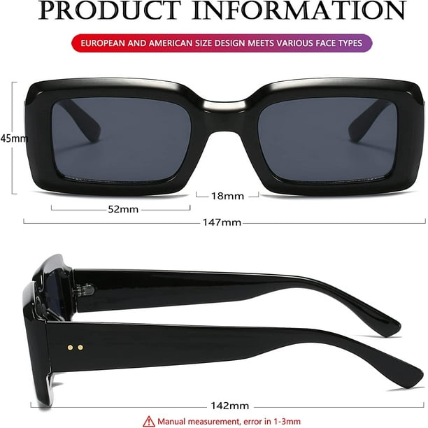 Iguohao Thick Chunky Rectangle Sunglasses For Women Men Modern Small Square Sun Glasses Fashion Fat Narrow Frame Sunnies