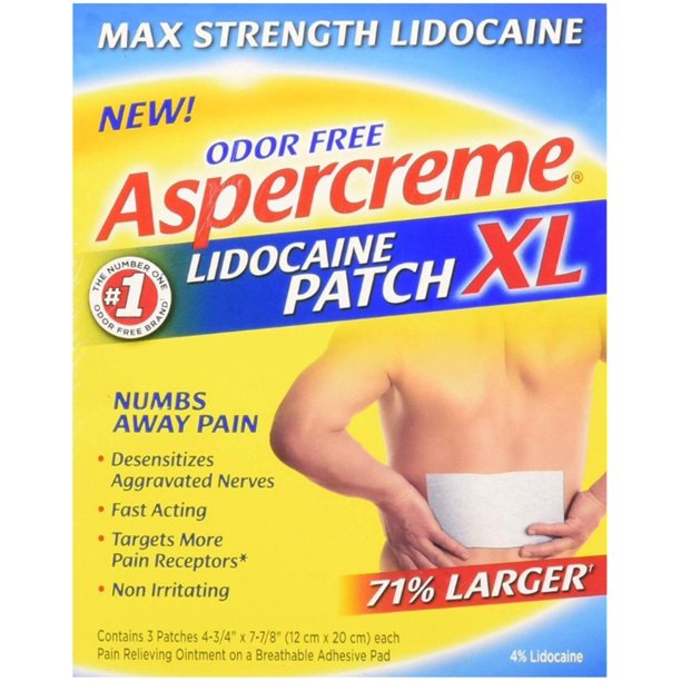 Aspercreme Lidocaine Patch XL, 3 ea (Pack of 4)
