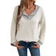 thumbnail image 3 of Camisetas de Larga de Moda de Otoño para Mujer, Sudaderas con Cuello en V y Botones de Patchwork, Tops Casuales Tipo Pulóver L, 3 of 9