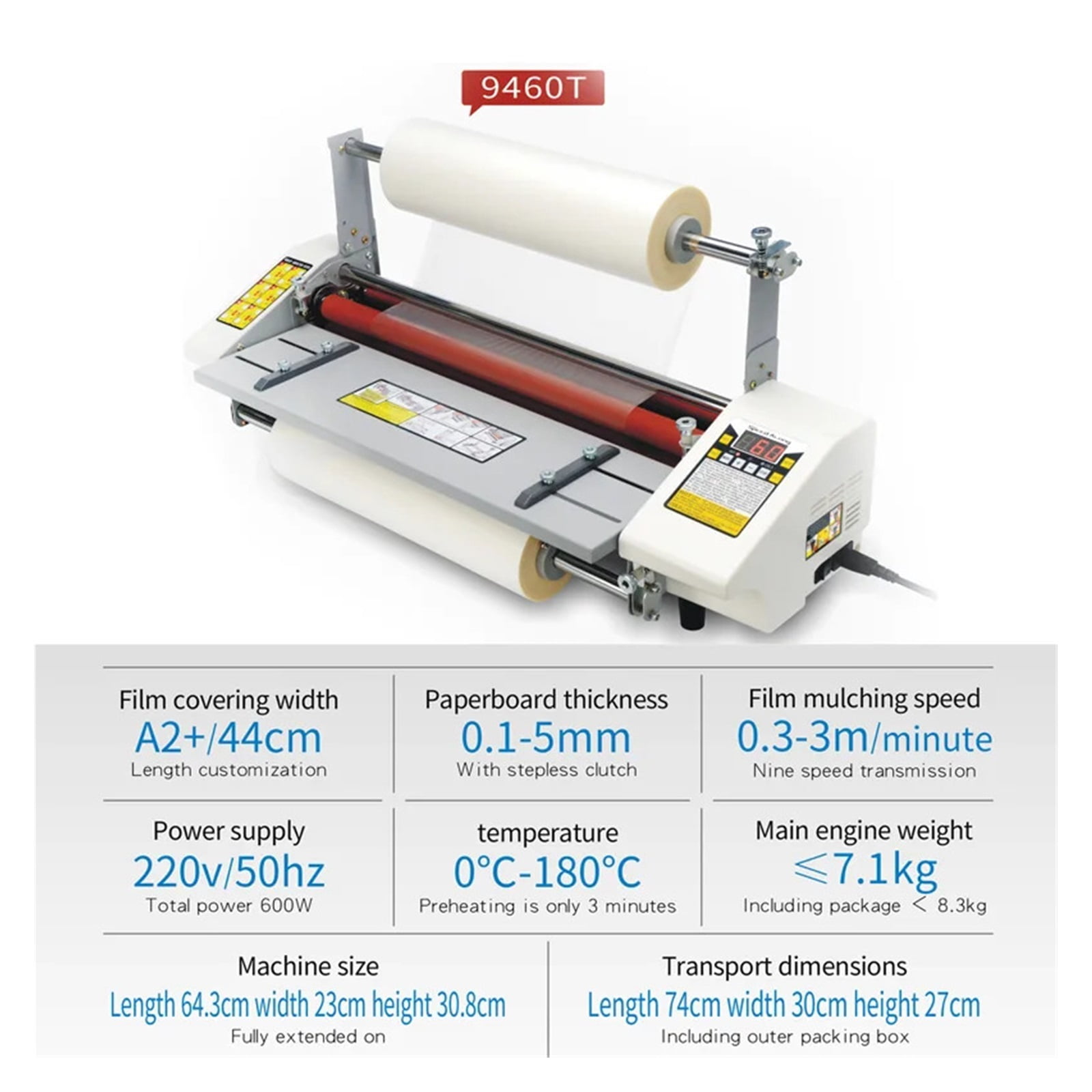A2 Hot Roll Laminating Machine Four Rollers Laminator Laminator High-end Speed Regulation Thermal Laminator