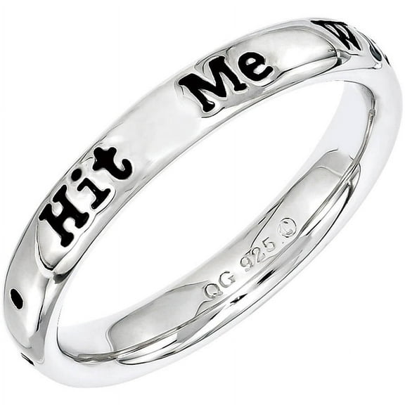 Stackable Expressions Sterling Silver Lyric Hit Me with Your Best Shot Ring