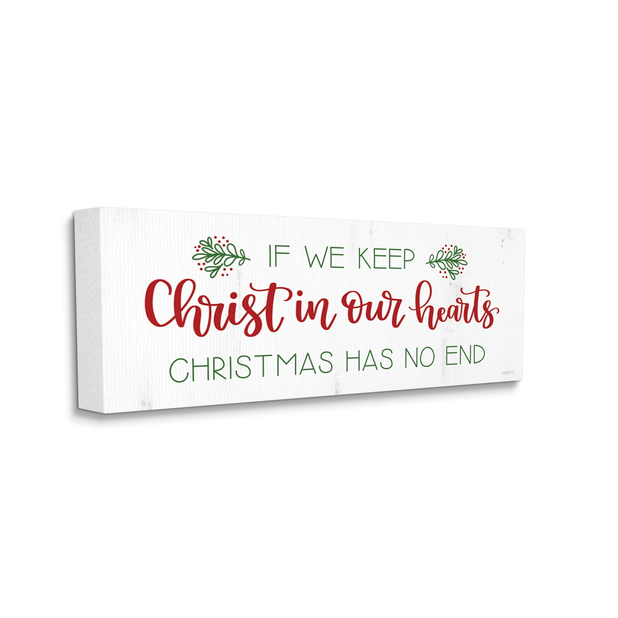Inspiring Christmas Typography Quote Rustic Floral Motif Inspirational Graphic Art Gallery-Wrapped Canvas Print Wall Art