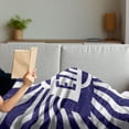 thumbnail image 3 of Ethan Soft Flannel Fleece Throw Blanket, Grunge Letters in Navy Blue in a Circle with Wavy Stripes Boys Birthday, Cozy Plush for Indoor and Outdoor Use, 50" x 70", Navy Blue and White, by Ambesonne, 3 of 5