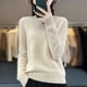 thumbnail image 3 of Suéter de punto de lana pura para mujer, fino, de cuello redondo, manga larga, holgado, camisa de base de lana, 3 of 6