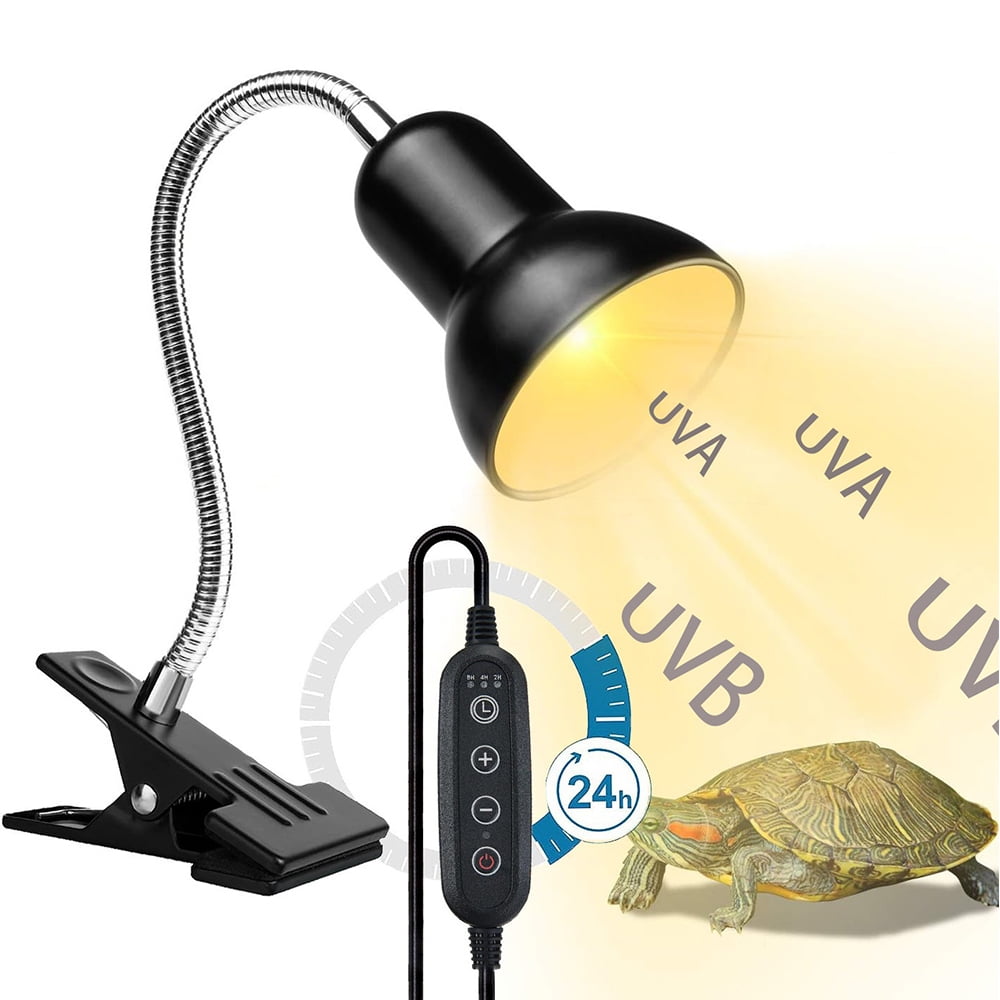 Riousery Reptile Heat Lamp Rotating Bracket Clamp UVA UVB Heating Light For Turtle Lizards Snake Plants EU Plug Dimmer Switch Size 17cm / 6.7 inches Premium Terrarium Supplies