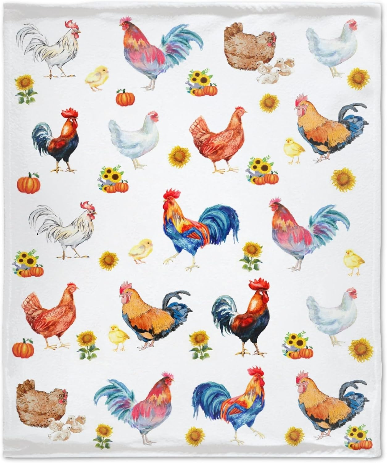 Chickens Rooster Sunflowers Blanket Gifts Plush Fuzzy Cozy Soft Lightweight Blankets for Couch Air-Conditioning Quilts Decor Blanket for Chirstmas Gifts 80"x60" for Adults